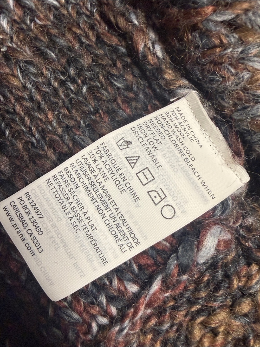 Prana Multicolor Chunky Open-Front Women’s Cardigan - Rust, Brown & Cream - Picture 4 of 5